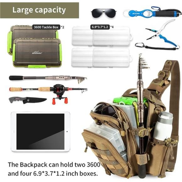 Bags Backpack With Rod Holder Fishing Tackle Bag Khaki Poshmark